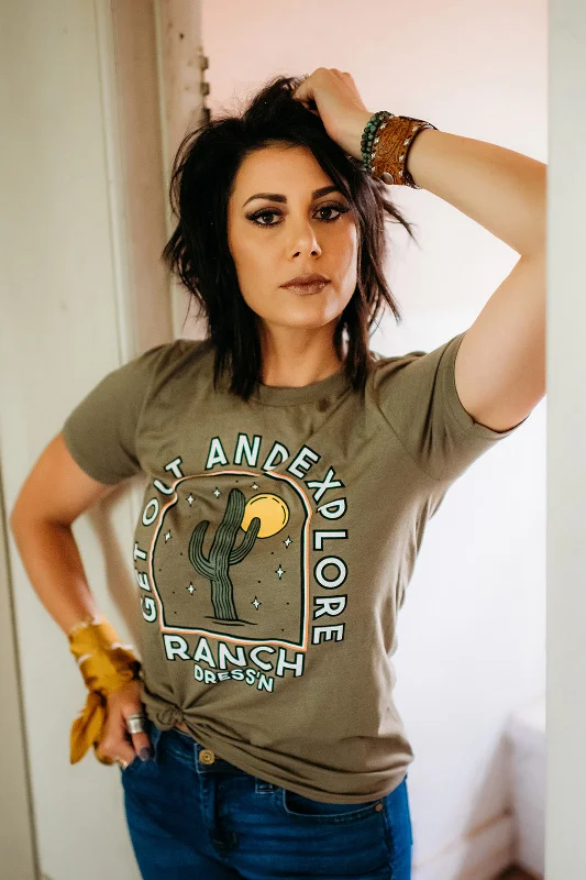 GET OUT AND EXPLORE - HEATHER OLIVE TEE Streetwear Style for 