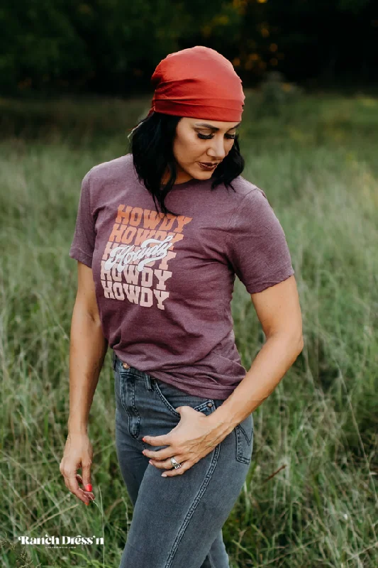 HOWDY HOWDY HOWDY - HEATHER MAROON TEE Sporty Women's Tennis