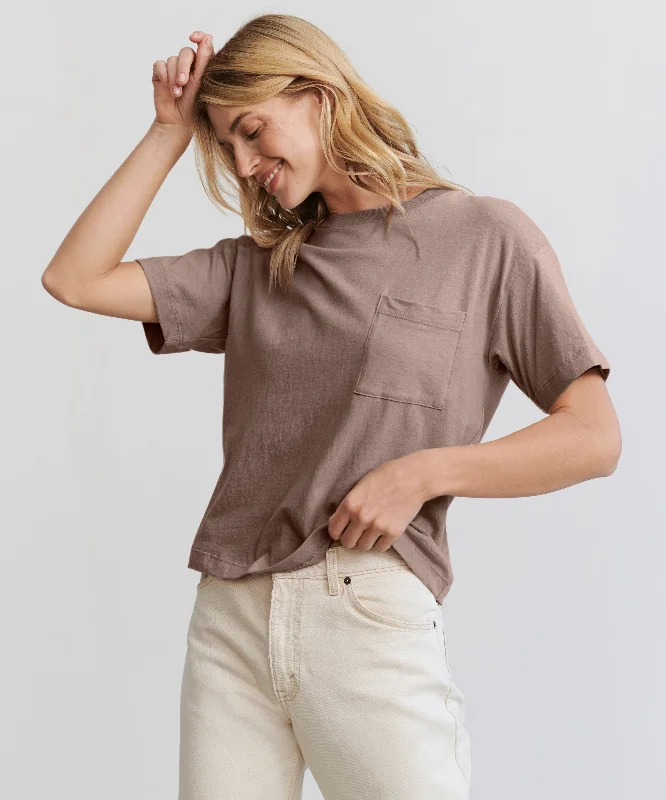 Vintage Pocket Tee Minimalist Women's Casual