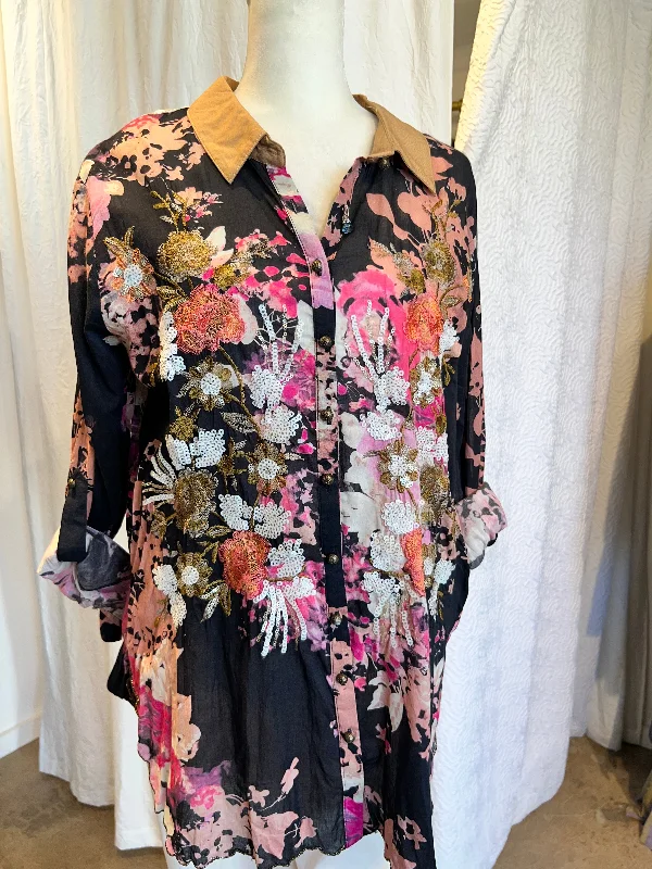 Midnight Flora top Elegant Women's Formal 